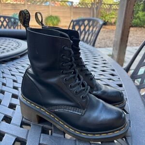 Dr. Martens Clemency Black Heeled Lace Up Boots